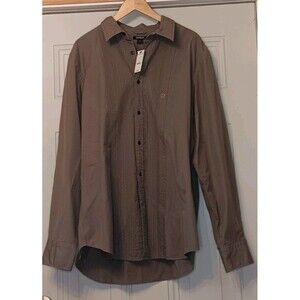Express Dress Shirt Mens XL 17-17.5 Gray Fitted Long Sleeve Button Down NWT $49
